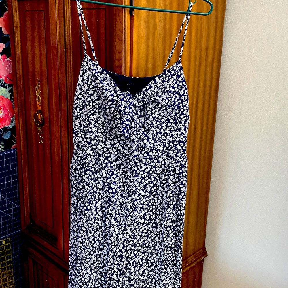 J. Crew navy blue and white floral jumpsuit